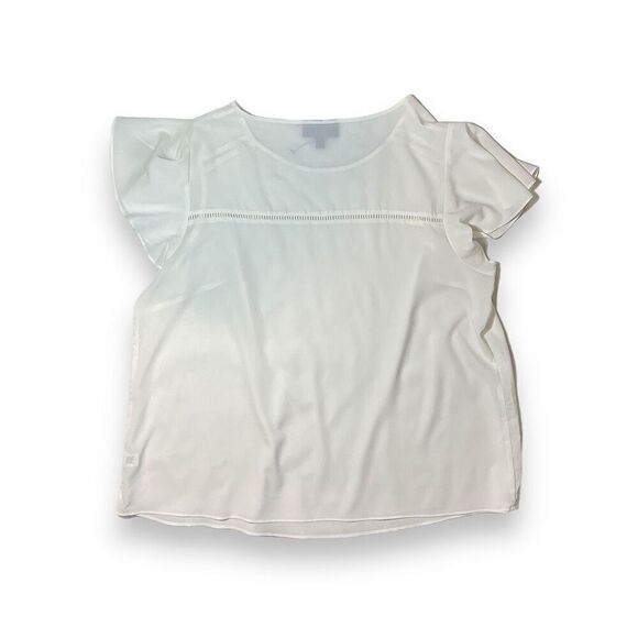 Lane Bryant Cream Flutter Sleeve Blouse Sz 18 - Picture 5 of 11